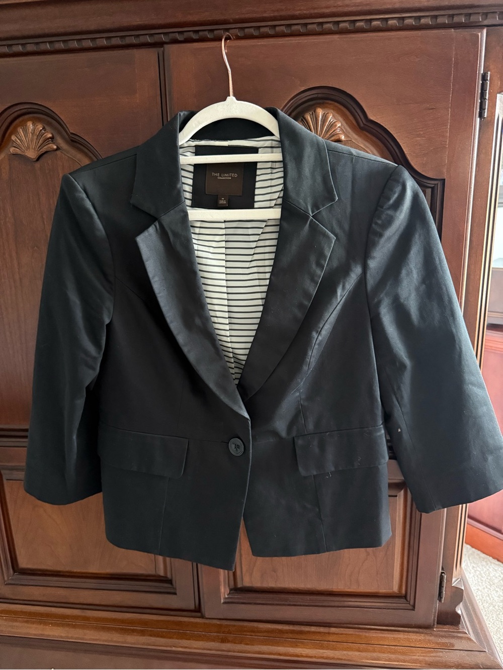 The Limited Black Cropped Blazer with Notched Lapel